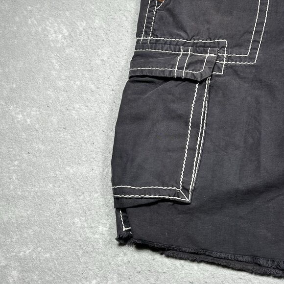 Vintage True Religion Cargo Shorts Men’s 36 Gray Baggy Contrast Stitch 13” Y2K - Picture 7 of 16